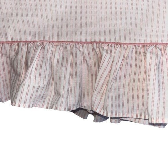laura ashley pink white ticking stripe vintage cotton ruffle TWIN flat sheet - Picture 3 of 4